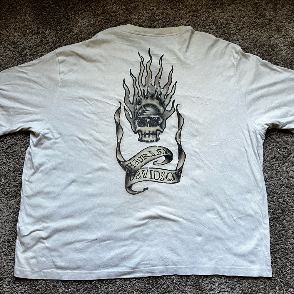 Harley-Davidson T-Shirt Men's 3XL XXXL Short Sleeve Cotton cream